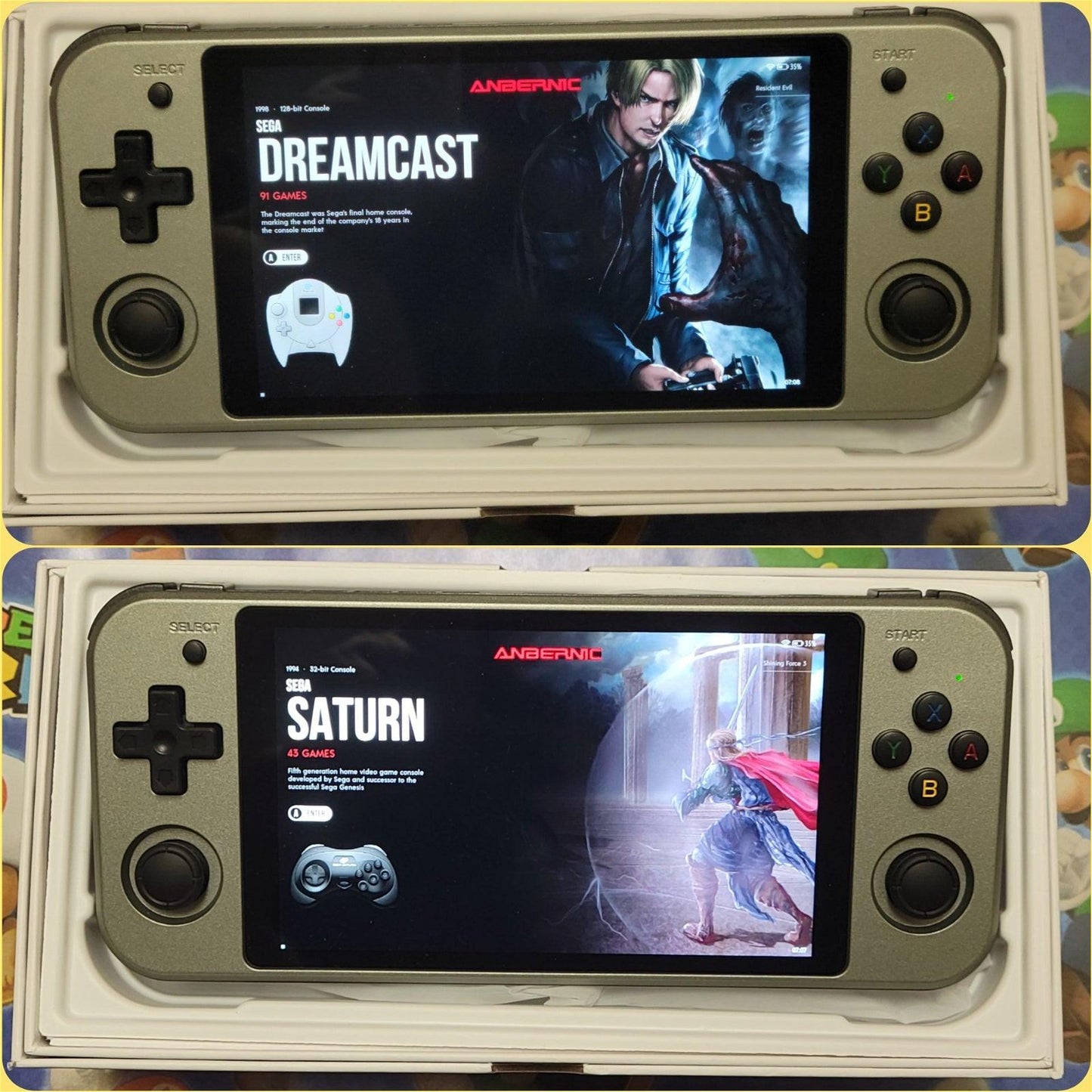 New Anbernic RG552 handheld gaming console, dual boot Android & 256GB Linux OS SD card, 55+ systems - Arcadeclassics