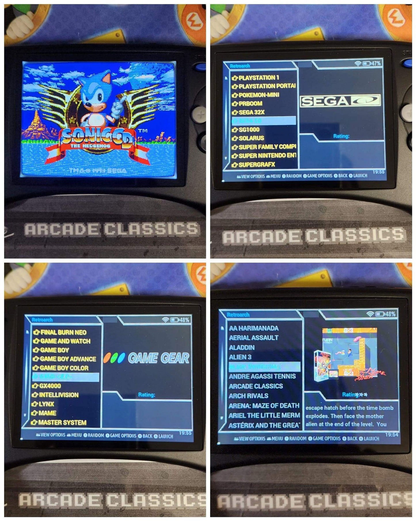 New Anbernic RG Arc-S, RG Arc-D, Sega Design, gaming handheld 256GB custom Linux & Android OS - Arcadeclassics