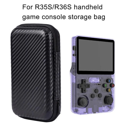 Game Console Storage Bag for R35S/R36S/RG35XX Carbon Fiber Pattern EVA Anti-Fall Protective Case for R35S/R36S