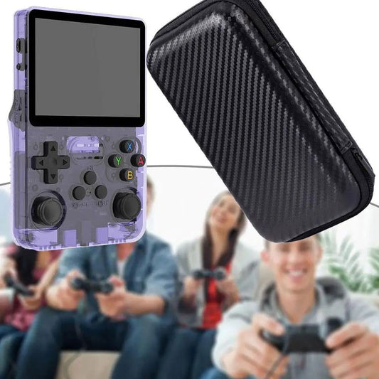 Game Console Storage Bag for R35S/R36S/RG35XX, Miyoo, Anbernic Carbon Fiber Pattern EVA Anti-Fall Protective Case - Arcadeclassics