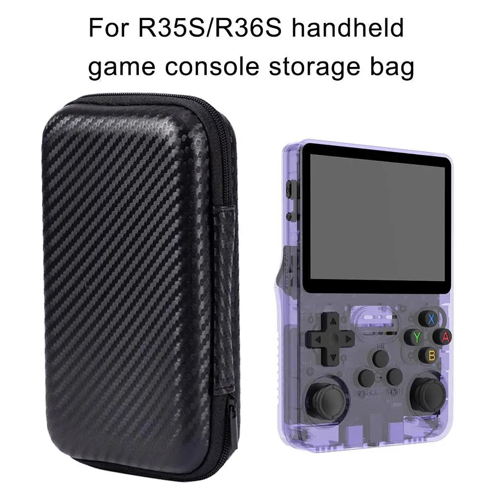 Game Console Storage Bag for R35S/R36S/RG35XX, Miyoo, Anbernic Carbon Fiber Pattern EVA Anti-Fall Protective Case - Arcadeclassics