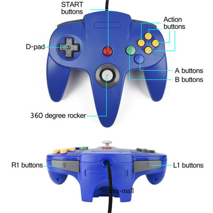 Retro N64 Console Gamepad N64 Wired Port - Arcadeclassics